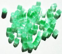 50 6x6mm Ornelia Cut Satin Green Beads